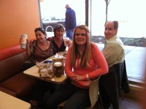Me, Lori, Rob and Kristin at Dunkin Donuts- (taking the picture DAVID) 